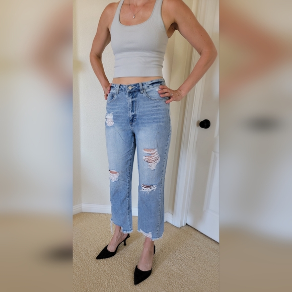 Blue Revival Denim - Women's Light Blue Distressed Jeans By Blue Revival, Size 28